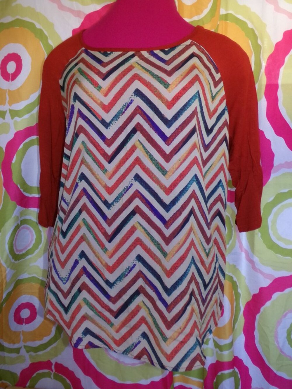 Espresso Chevron Pattern Top Sz L